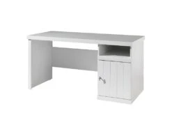 CLEO - Bureau 1 Porte Effet Lambris Blanc Laqué