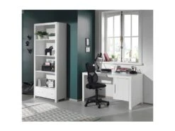 GASTON - Pack Bureau + Bibliothèque Laqués Blanc