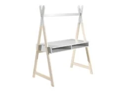 BODHI WHITE - Bureau Tipi Avec Niches Blanc Et Bois