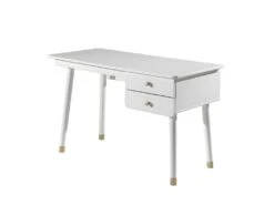 TINY WHITE - Bureau 2 Tiroirs Blanc Et Gold