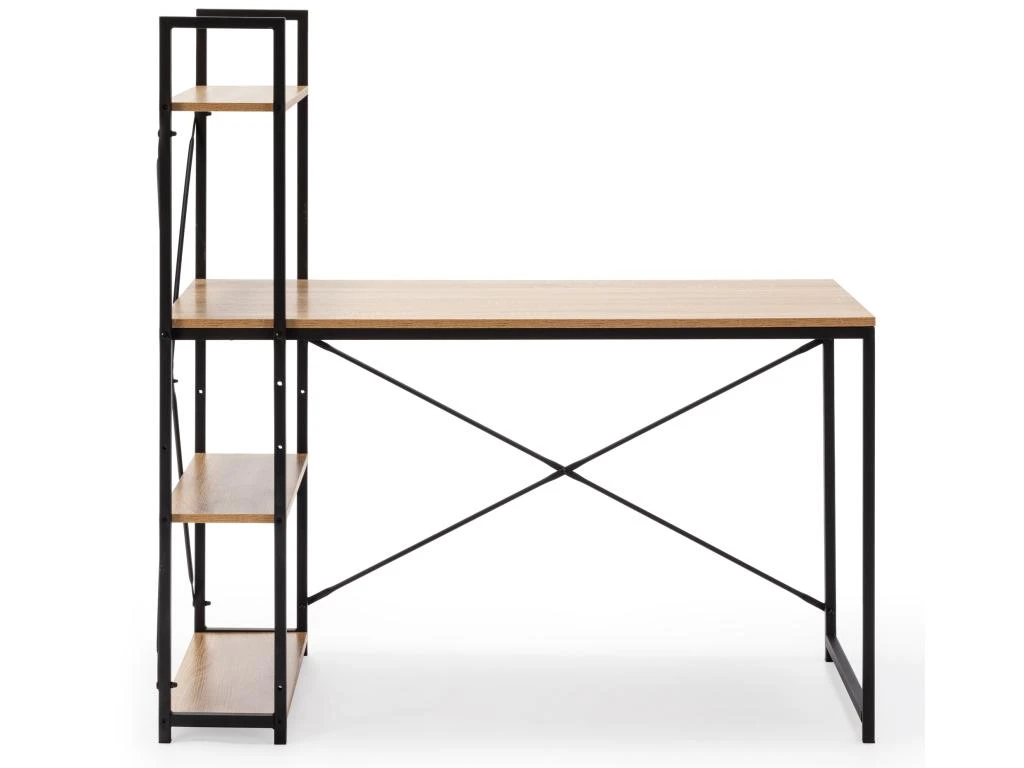 Bureau Lidia Noir, 3 étagères, Style Industriel, 120 Cm Longueur – Image 2