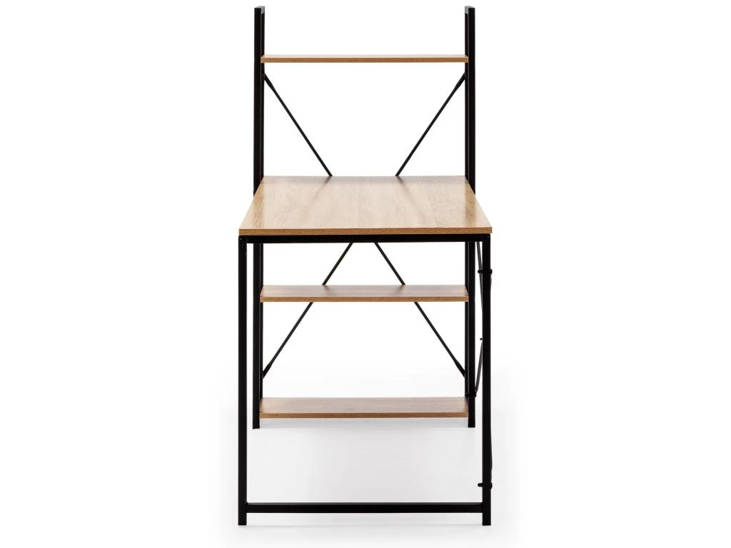 Bureau Lidia Noir, 3 étagères, Style Industriel, 120 Cm Longueur – Image 4