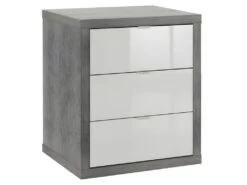 Caisson Rangement Mobile Bureau 3 Tiroirs Gris Et Blanc Laqué - GRANIT