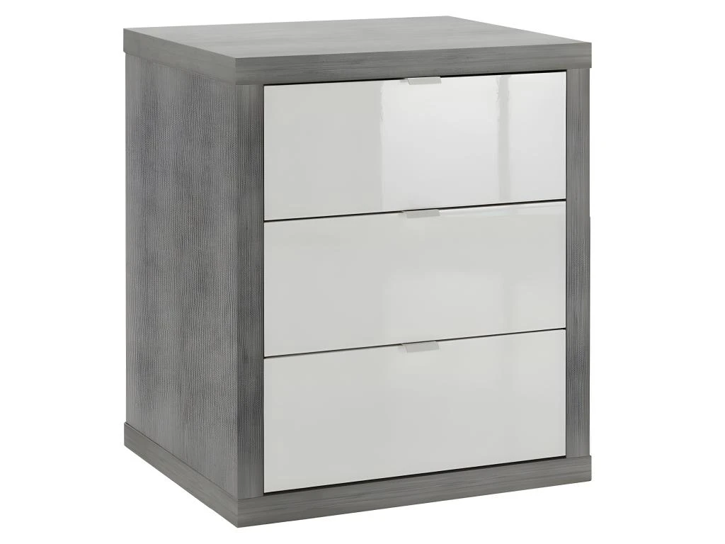 Caisson Rangement Mobile Bureau 3 Tiroirs Gris Et Blanc Laqué - GRANIT