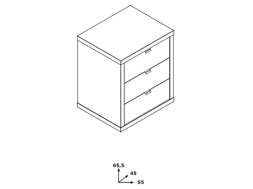 Caisson Rangement Mobile Bureau 3 Tiroirs Gris Et Blanc Laqué - GRANIT – Image 5