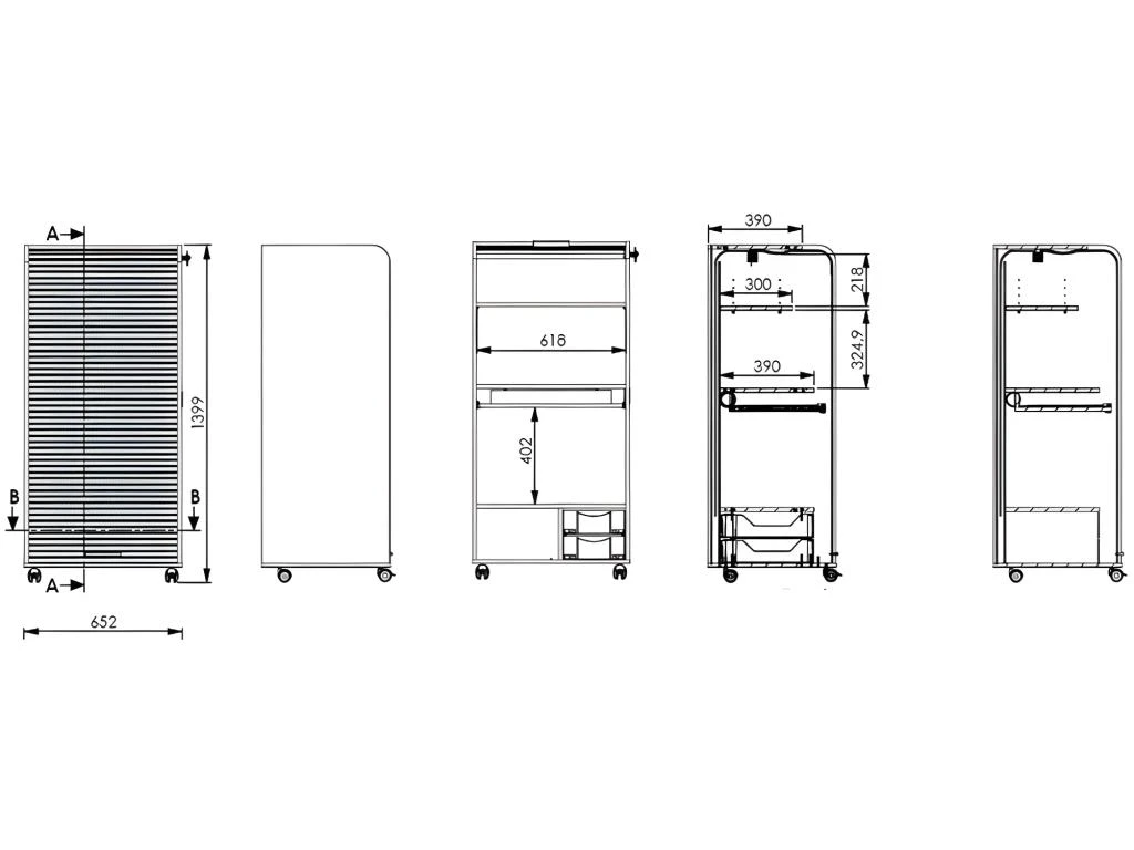 Armoire Informatique Blanche à Roulettes 2 Tiroirs - Coloris: Bambous 912 – Image 4