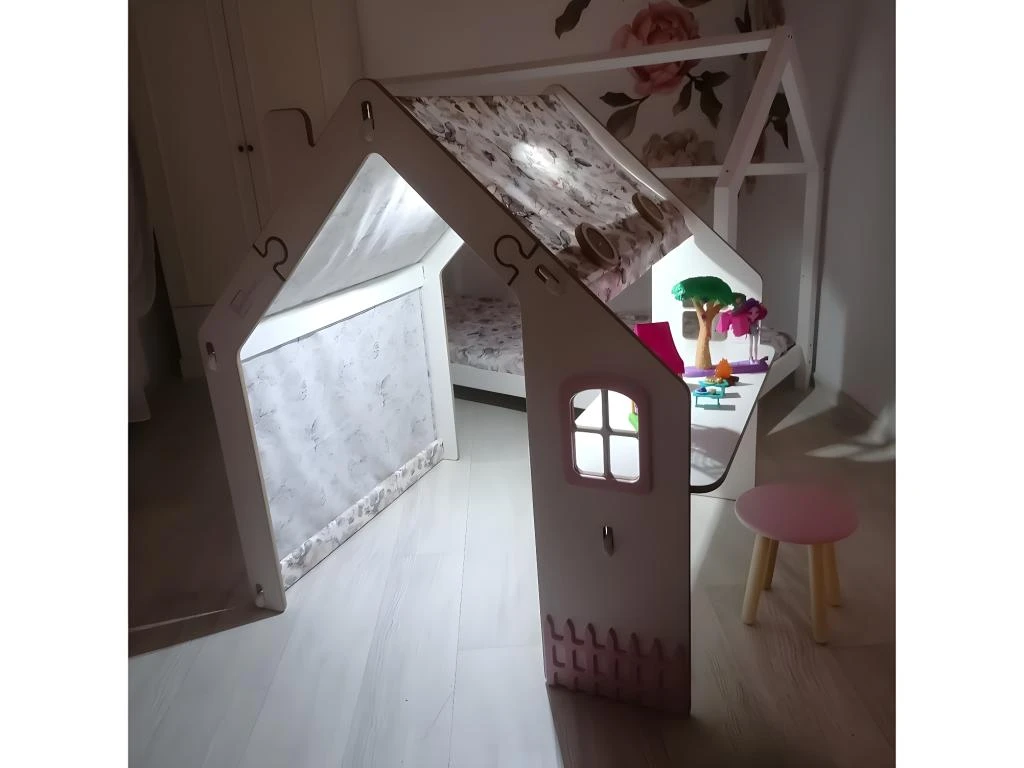 Maisonnette Pour Enfant En Bois "Bianelli" Avec Bureau - 114 X 93 X 120 Cm - Blanc / Rose – Image 4