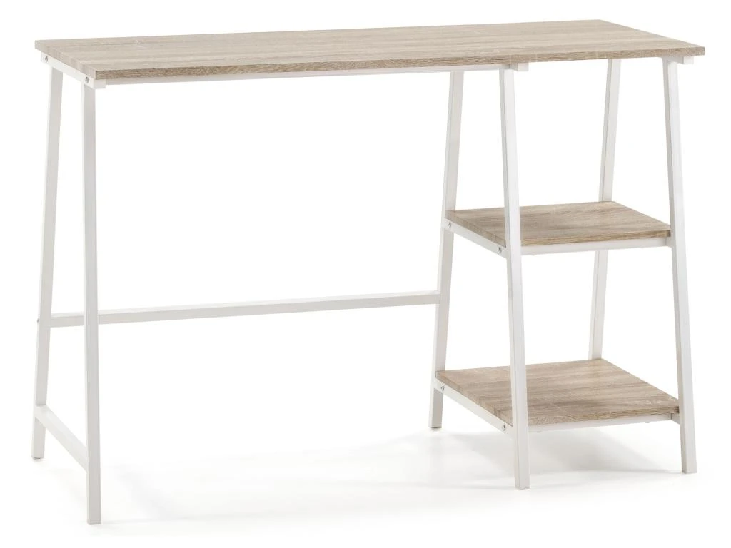 Bureau Lisboa Blanc, Table Pour PC, Style Industriel, 105 Cm Longueur
