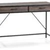 Bureau Tulum Noir,Table Pour PC, 2 Tiroirs, Style Industriel, 110 Cm Longueur