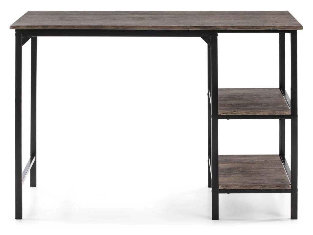 Bureau Colón Noir,Table Pour PC, 2 Rayons, Style Industriel, 110 Cm Longueur – Image 3