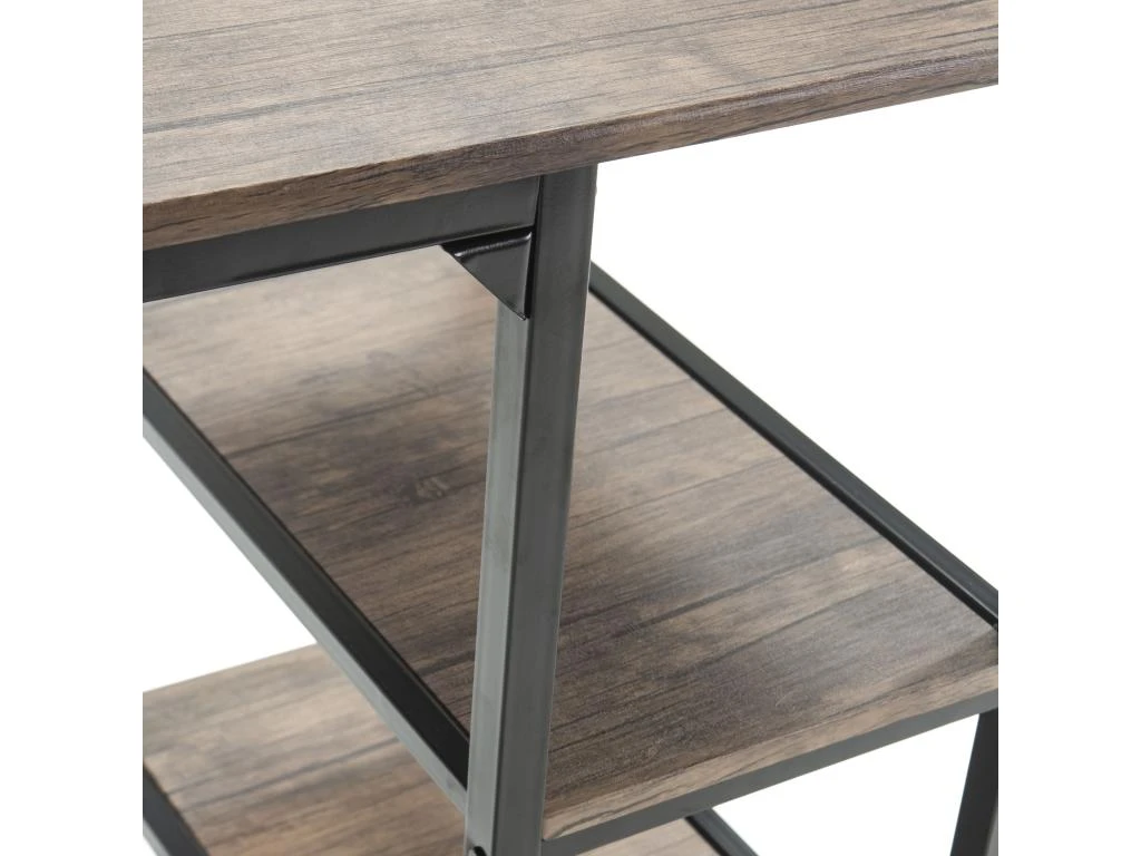 Bureau Colón Noir,Table Pour PC, 2 Rayons, Style Industriel, 110 Cm Longueur – Image 4