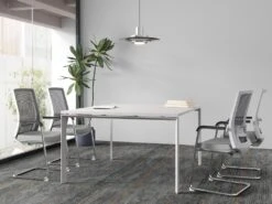 Table De Réunion Carrée - 4 Personnes - Blanc - L120 Cm - DOWNTOWN