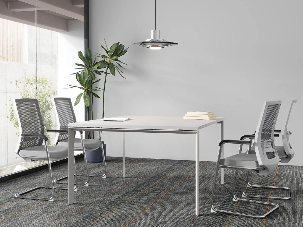 Table De Réunion Carrée - 4 Personnes - Blanc - L120 Cm - DOWNTOWN