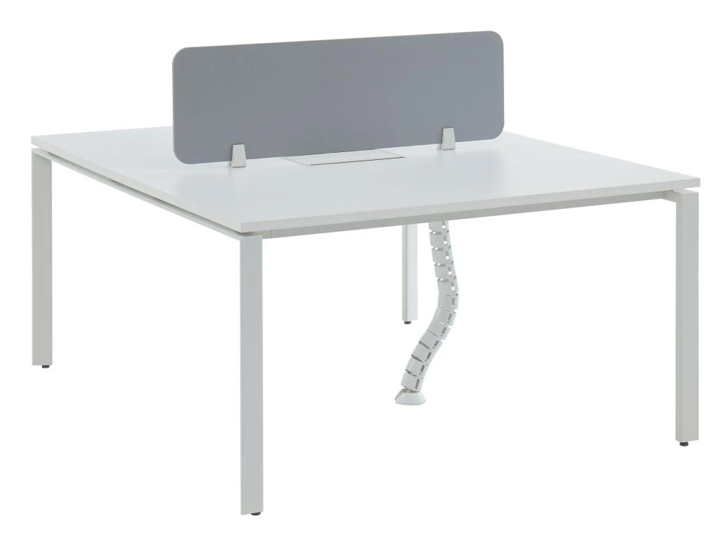 Bureau Bench 2 Personnes - Blanc - L140 Cm - Avec Séparateur - DOWNTOWN – Image 2