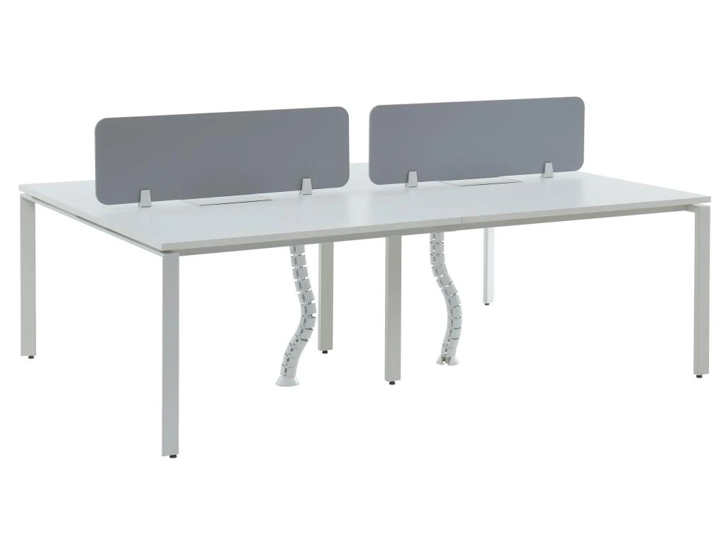 Bureau Bench 4 Personnes - Blanc - L120 Cm - Avec Séparateurs - DOWNTOWN – Image 2