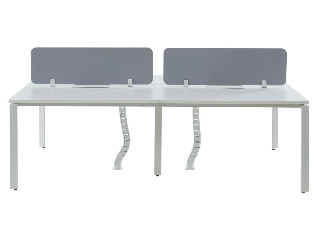 Bureau Bench 4 Personnes - Blanc - L120 Cm - Avec Séparateurs - DOWNTOWN – Image 3