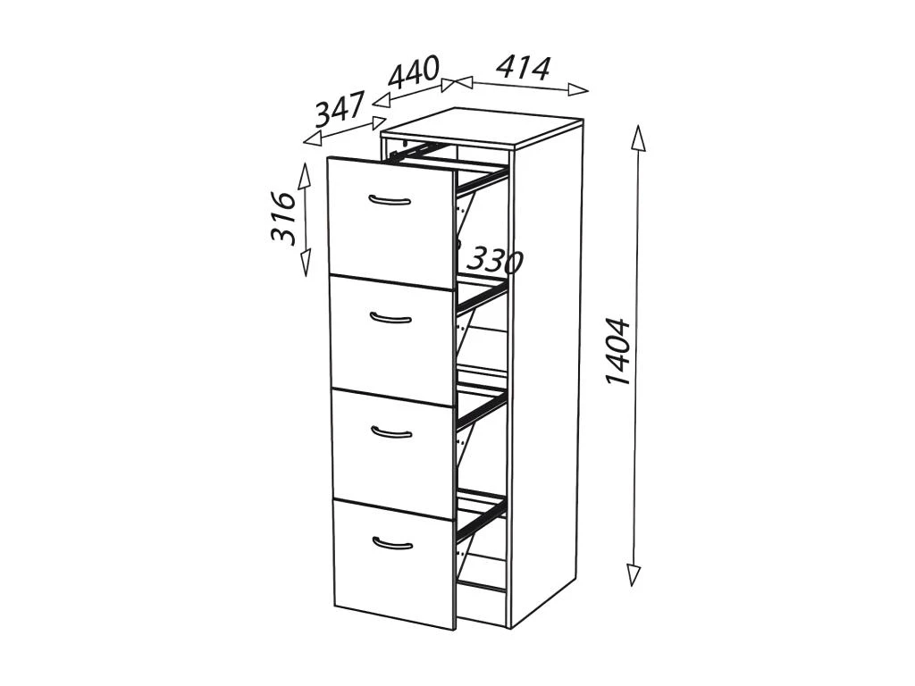 Classeur à Dossiers Suspendus 4 Tiroirs Blanc - TIRSUS – Image 3