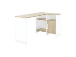 Bureau D'angle Blanc/Bois - LIVERSTIA