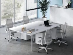 Bureau Bench 4 Personnes - Blanc - L140 Cm - DOWNTOWN