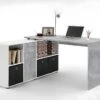 Bureau D'Angle Modulable Avec Caisson, Tiroir Et Étagères De Rangements - Lex