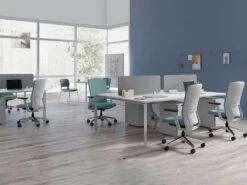 Bureau Bench 4 Personnes - Blanc - L120 Cm - Avec Séparateurs - DOWNTOWN