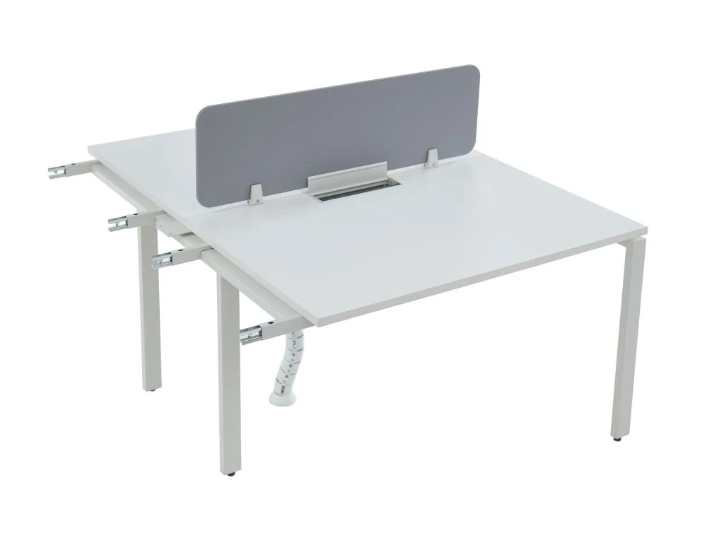 Extension Pour Bureau Bench 2 Personnes - Blanc - L120 Cm - Avec Séparateur - DOWNTOWN – Image 3