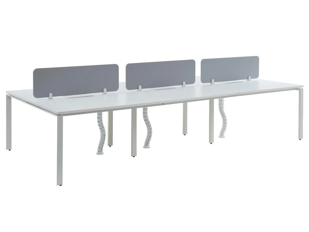 Bureau Bench 6 Personnes - Blanc - L120 Cm - Avec Séparateurs - DOWNTOWN – Image 3