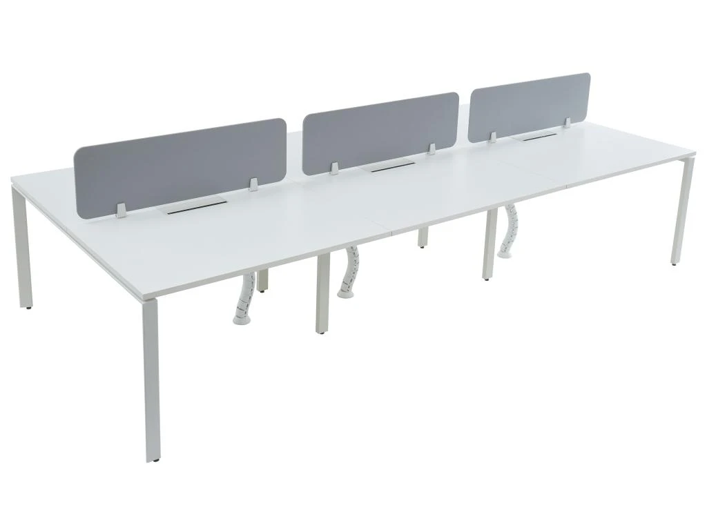 Bureau Bench 6 Personnes - Blanc - L120 Cm - Avec Séparateurs - DOWNTOWN – Image 4