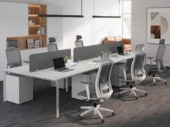 Bureau Bench 6 Personnes - Blanc - L120 Cm - Avec Séparateurs - DOWNTOWN