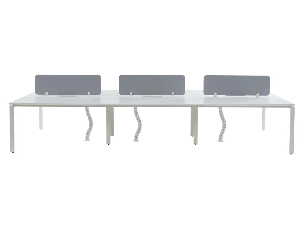 Bureau Bench 6 Personnes - Blanc - L140 Cm - Avec Séparateurs - DOWNTOWN – Image 4