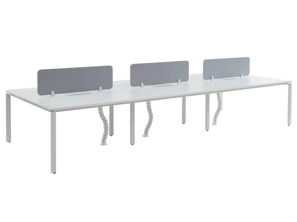 Bureau Bench 6 Personnes - Blanc - L140 Cm - Avec Séparateurs - DOWNTOWN – Image 3