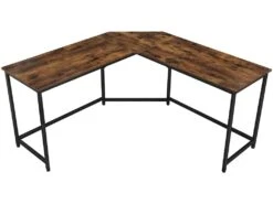 STELLY - Bureau D'angle Style Rustique Bureau - 149x149x75 Cm - Large Plateau