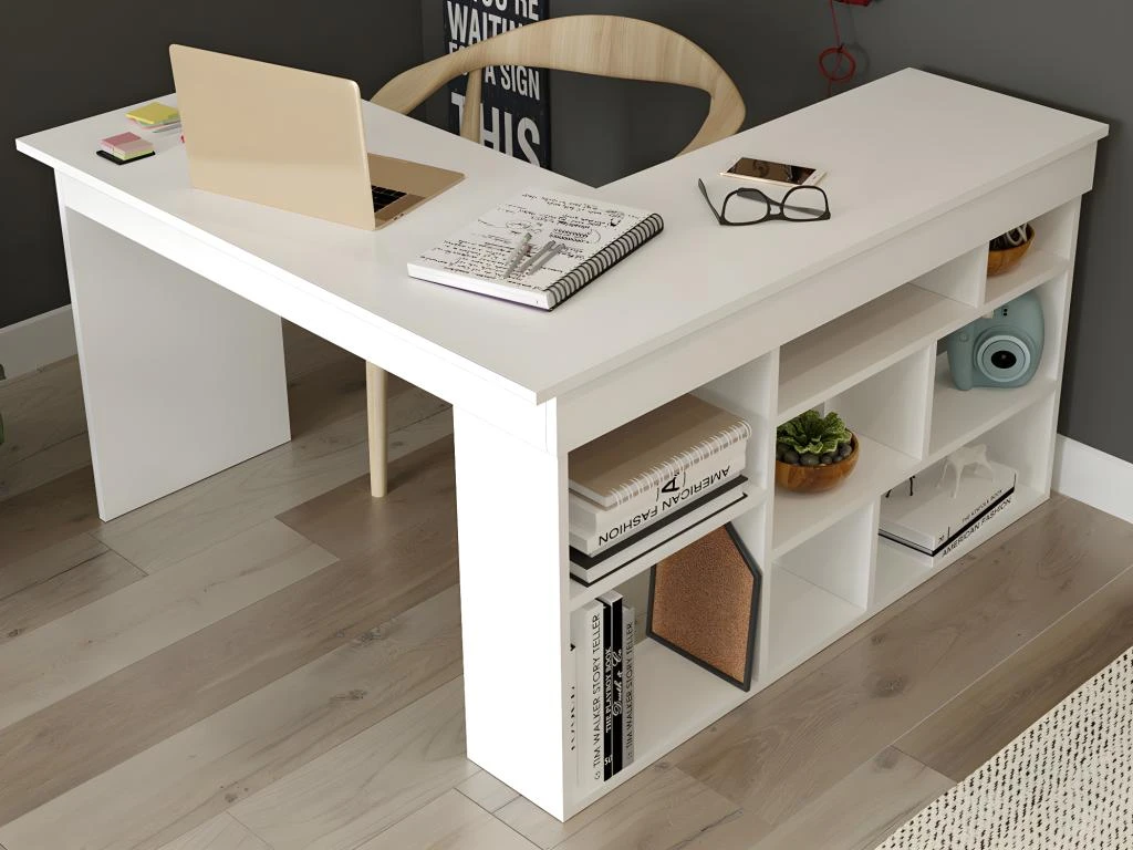 Bureau D'angle Avec Rangements - Coloris : Blanc - LILEUL – Image 4
