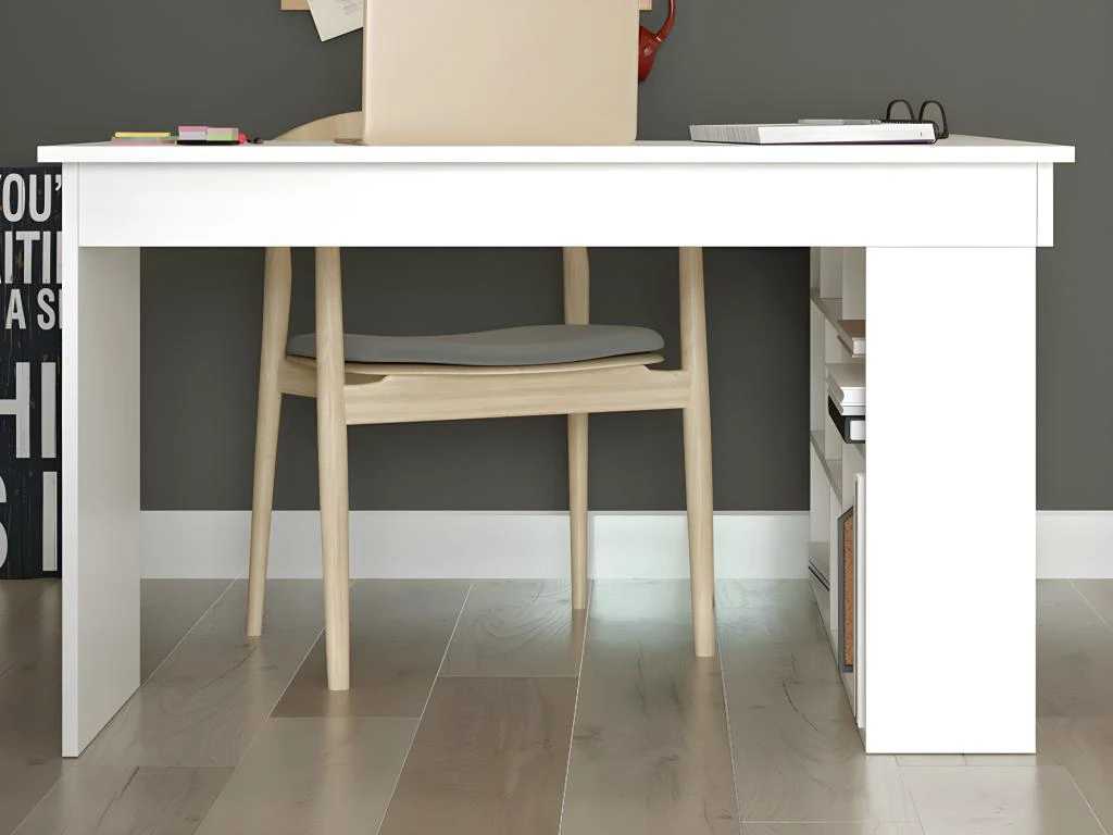 Bureau D'angle Avec Rangements - Coloris : Blanc - LILEUL – Image 6