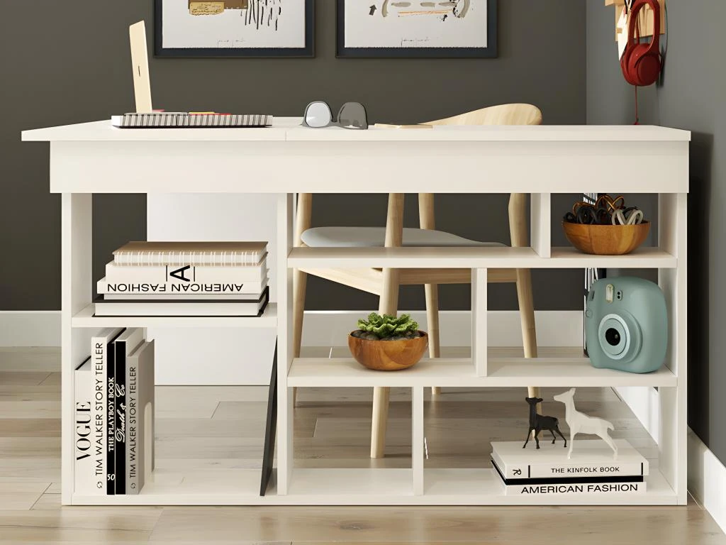 Bureau D'angle Avec Rangements - Coloris : Blanc - LILEUL – Image 3