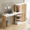 Bureau Avec Armoire De Rangements - Coloris : Naturel Et Blanc - MILARIA