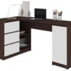 BALAUR | Bureau Informatique D'angle Contemporain 155x85x77 Cm | 3 Tiroirs + Grandes Niches | Table Ordinateur Multi-rangements