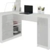 BALAUR | Bureau Informatique D'angle 155x85x77cm | 3 Tiroirs + Grandes Niches | Table Ordinateur Multi-rangements