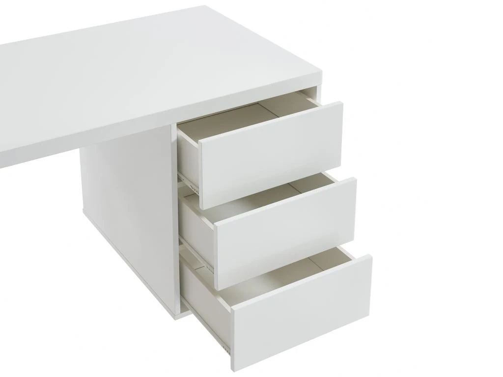 Bureau Avec 3 Tiroirs - MDF Laqué Et Métal - Blanc Et Doré - TIMFIA De Pascal Morabito – Image 6