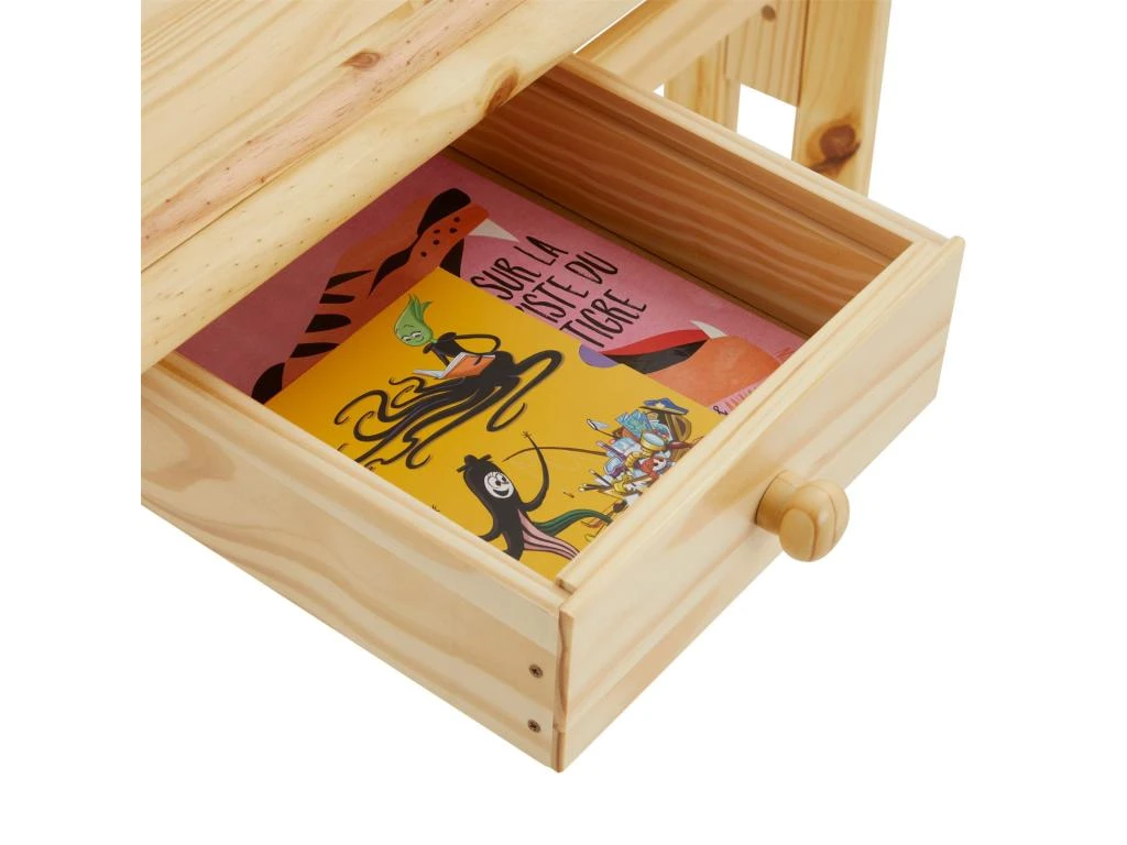 Bureau Enfant écolier Junior FLEXI Table à Dessin Réglable En Hauteur Et Pupitre Inclinable Avec 1tiroir En Pin Massif Vernis Nature – Image 5