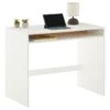 Bureau ALICE Table De Travail Avec 1 Niche De Rangement Sous Le Plateau, En Pin Massif Lasuré Blanc