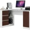 BALAUR - Bureau D'angle Style Moderne - 155x77x85 - 3 Tiroirs+1 Porte