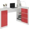 BALAUR | Bureau Informatique D'angle Contemporain 155x85x77 Cm | 3 Tiroirs Gloss | Table Ordinateur Multi-rangements