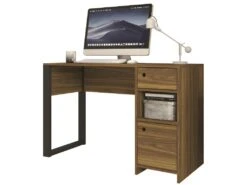 Bureau Gamer 1 Caisson 1 Pied Ouvert Noyer