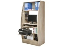 Armoire Informatique Galbée 80 Cm Chêne 6 Niches