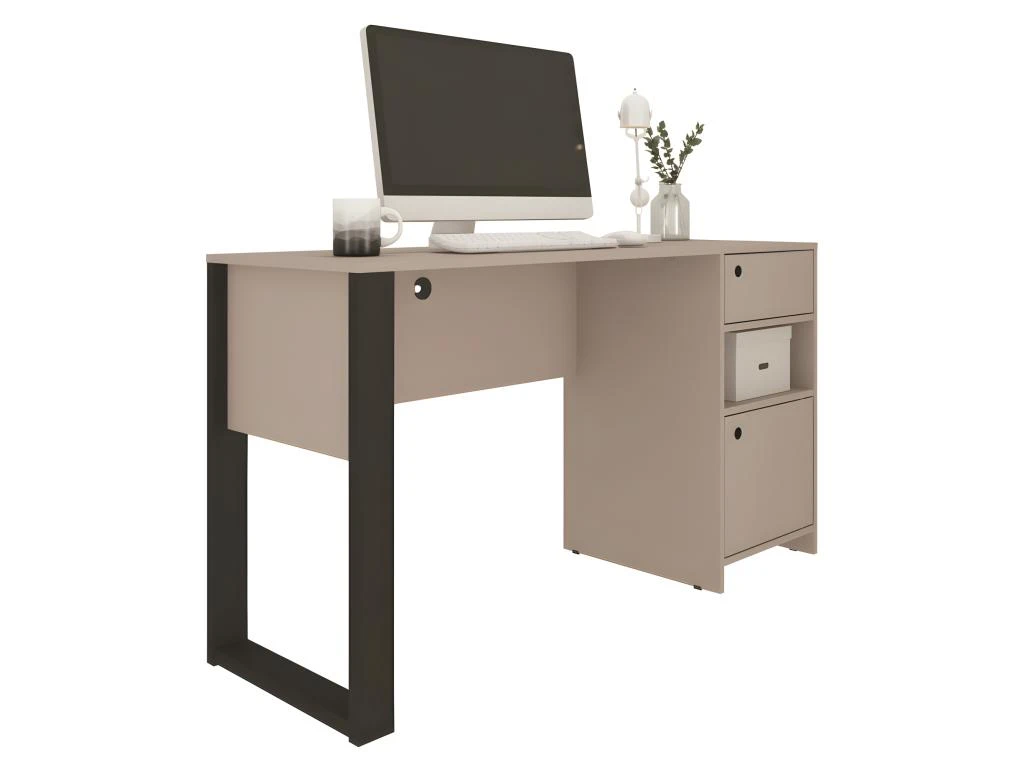 Bureau Gamer 1 Caisson 1 Tiroir Taupe