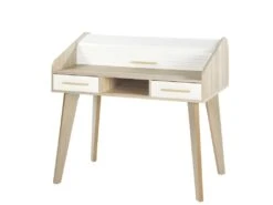 Bureau Dos D'âne Vintage Rideau Blanc - Nombre De Tiroirs: 2 Tiroirs