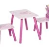 HOMCOM Ensemble Table Et Chaises Enfant Design Princesse Motif Couronne Bois Pin MDF Rose