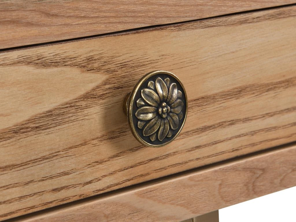 Bureau Console Avec 3 Tiroirs - MDF Et Métal - Naturel Et Doré - DEYAM – Image 8