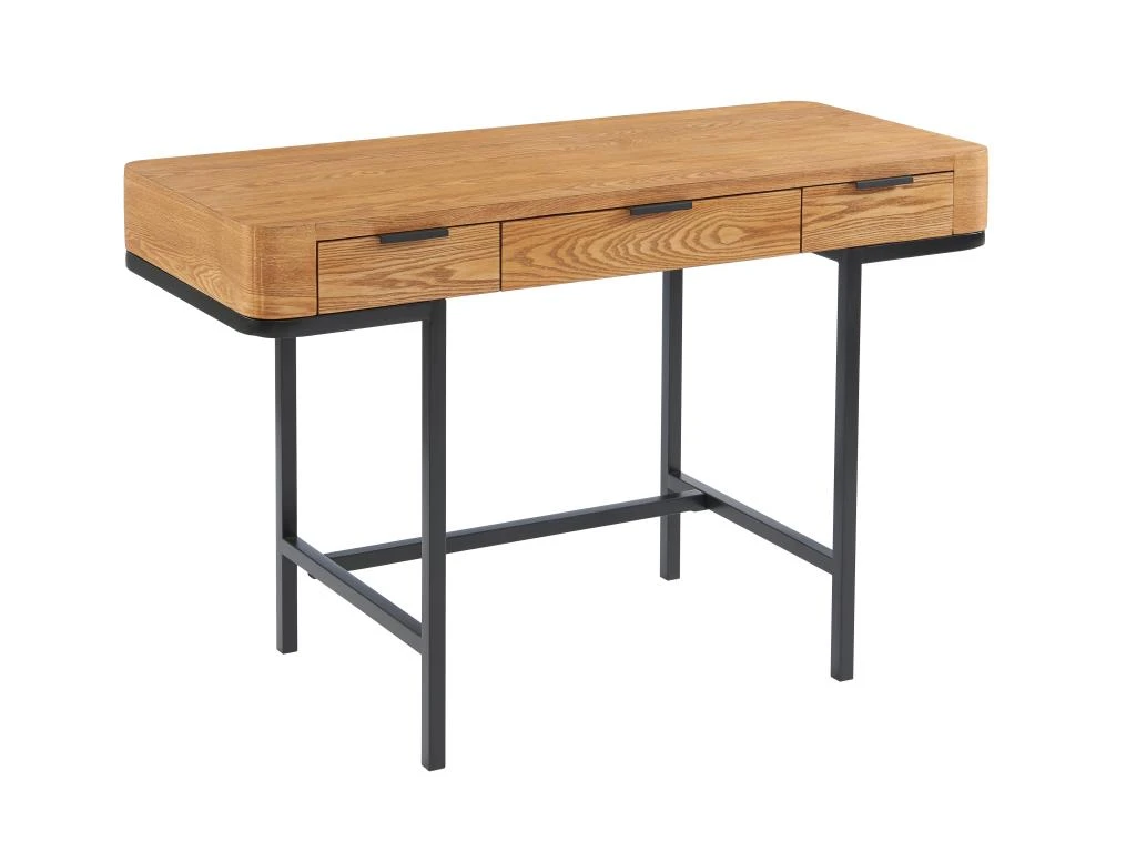 Bureau Avec 3 Tiroirs - MDF Et Métal - Naturel Et Noir - LISELA – Image 3